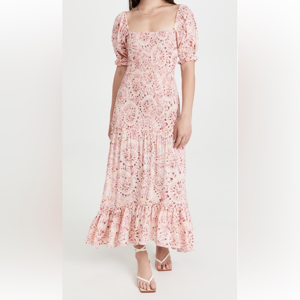 MISA LOS ANGELES GEMMA MIDI DRESS IN ROSE LEMONADE